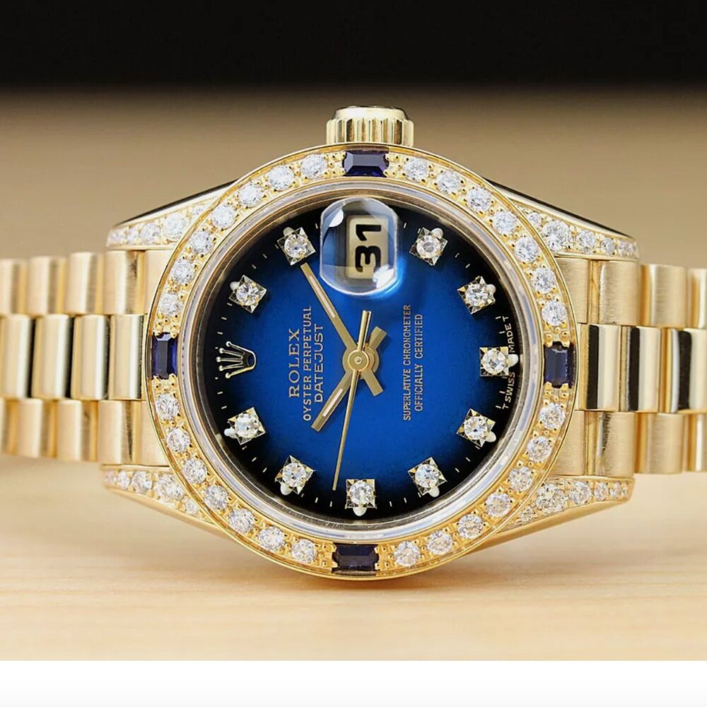 WOW! ROLEX LADIES PRESIDENT 18K YELLOW GOLD WATCH BOX TAG